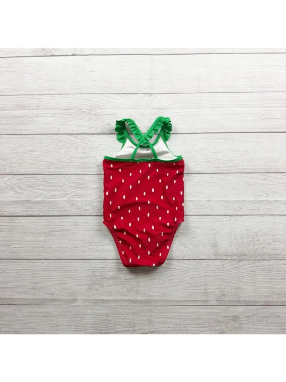 Old Navy Baby Girls Polka Dot Strawberry One Piece Swimsuit Red 18-24 Months